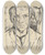 Triptych art skateboard deck of Max Beckmann Frontal Selfportrait With House Gable In Background by Max Beckmann (1884-1950)