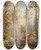 Triptych art skateboard deck of Carl Bgh In The Woodland Stream by Carl Bogh (1827-1892)
