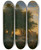 Triptych art skateboard deck of Adrian Ludwig Richter The Fountain At Grottaferrata by Adrian Ludwig Richter (1803-1884)
