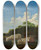 Triptych art skateboard deck of Adriaen Van De Velde The Three Sheep by Adriaen van de Velde (1636-1672)