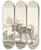 Triptych art skateboard deck of Karel Dujardin Stende Okse Og Liggende Kalv by Karel Dujardin (1622-1678)