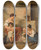 Triptych art skateboard deck of Albert Kchler En Romersk Gadescene by Albert Kuchler (1803-1886)
