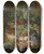 Triptych art skateboard deck of Jacobus Linthorst Grapes Peaches Sweetcorn A Pineapple Poppies And Other Fruit And Flowers In A Wicker Basket On A Ledge by Jacobus Linthorst (1745-1815)
