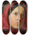 Triptych art skateboard deck of Johann Baptist Reiter Junge Frau Mit Rotem Kopftuch by Johann Baptist Reiter (1813-1890)