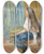 Triptych art skateboard deck of Pierreauguste Renoir Femme Aux Longs Cheveux by Pierre-Auguste Renoir (1841-1919)