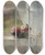 Triptych art skateboard deck of John La Farge Flowers On A Window Ledge by John La Farge (1835-1910)