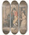 Triptych art skateboard deck of Thomas Rowlandson The Gulled Gamester by Thomas Rowlandson (1756-1827)