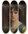 Triptych art skateboard deck of William Bouguereau Tte Ditalienne Avec Une Couronne De Laurier Head Of An Italian Girl With A Laurel Wreath by William Bouguereau (1825-1905)