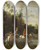 Triptych art skateboard deck of Jan Siberechts Shallow Water Near A Castle by Jan Siberechts (1627-1703)