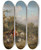 Triptych art skateboard deck of William Shayer A Travellers Encampment by William Shayer (1787-1879)