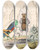Triptych art skateboard deck of Charles Henry Bennett The Ant And The Grasshopper by Charles H Bennett (1828-1867)