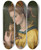 Triptych art skateboard deck of Bacchiacca Portrait Of A Young Lady Holding A Cat by Bacchiacca (1494-1557)