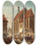 Triptych art skateboard deck of Jacques Franois Carabain Scene In A Flemish Marketplace by Jacques Francois Carabain (1834-1933)