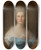 Triptych art skateboard deck of Jeanbaptiste Perronneau Portrait Of A Woman by Jean-Baptiste Perronneau (1715-1783)