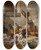 Triptych art skateboard deck of Charles Emile Jacque Coq Et Poules Dans La Bassecour by Charles Emile Jacque (1813-1894)
