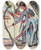 Triptych art skateboard deck of Ernst Ludwig Kirchner Gleisarbeiter Straenarbeiter by Ernst Ludwig Kirchner (1880-1938)
