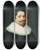 Triptych art skateboard deck of Jan Van Ravesteyn Portrait Of A Man With A Ruff by Jan van Ravesteyn