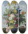 Triptych art skateboard deck of Sebastian Wegmayr Bouquet Of Flowers And A Nest by Sebastian Wegmayr (1776-1857)