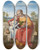 Triptych art skateboard deck of Johan Ludvig Lund St Anne Teaching The Virgin To Read by Johan Ludvig Lund (1777-1867)