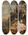 Triptych art skateboard deck of Peter Van Lint At The Watering Place by Peter Van Lint (1609-1690)