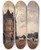 Triptych art skateboard deck of Paul Lecomte Le Quai De Lhorloge by Paul Lecomte (1842-1920)