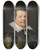 Triptych art skateboard deck of Jan Anthonisz Van Ravesteyn Portrait Of A Gentleman Wearing A Black And Gold Embroidered Doublet And A White Ruff by Jan Anthonisz Van Ravesteyn (1570-1657)