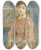 Triptych art skateboard deck of Berthe Morisot The Artists Daughter With A Parakeet by Berthe Morisot (1841-1895)