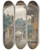 Triptych art skateboard deck of Eduard Gaertner View Into The Courtyard Of An Inn At Colmar_2 by Eduard Gaertner (1801-1877)