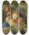 Triptych art skateboard deck of Jan Frans Van Dael Still Life Of Peaches Grapes And Plums On A Stone Ledge With A Bird And A Butterfly by Jan Frans Van Dael (1764-1840)