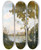 Triptych art skateboard deck of Paul Lecomte Barque Au Soleil Couchant Deux Grands Arbres Droite by Paul Lecomte (1842-1920)