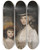 Triptych art skateboard deck of Gilbert Stuart Mrs Blades And Her Daughter by Gilbert Stuart (1755-1828)