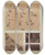 Triptych art skateboard deck of Frances Lichten Materials From Patchwork Bedspread_5 by Frances Lichten (1889-1961)