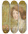 Triptych art skateboard deck of Alice Pike Barney Peach Bloom by Alice Pike Barney (1857-1931)