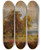 Triptych art skateboard deck of Jasper Francis Cropsey Landscape With Trees And Sheep Near A Copse by Jasper Francis Cropsey (1823-1900)