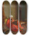 Triptych art skateboard deck of Louisemile Pinel De Grandchamp The Reader by Louis-Emile Pinel De Grandchamp (1831-1894)