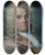 Triptych art skateboard deck of Rosalba Carriera A Gentleman In A Gray Cape Over A Goldembroidered Coat by Rosalba Carriera (1675-1757)