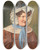 Triptych art skateboard deck of Josef Danhauser Dame With Lace Bonnet Portrait Of Frau Drexler by Josef Danhauser (1805-1845)