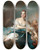 Triptych art skateboard deck of Jeanmarc Nattier The Countess De Brac As Aurora by Jean Marc Nattier (1685-1766)