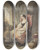 Triptych art skateboard deck of Nicaise De Keyser Greteken Bij Het Spinrokken Zittend Bij Een Open Raam by Nicaise De Keyser (1813-1887)