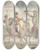 Triptych art skateboard deck of Thomas Rowlandson Unused Study For A Plate To Hungarian And Highland Broadsword Exercise Feb 12 1799 by Thomas Rowlandson (1756-1827)