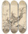 Triptych art skateboard deck of Tsubaki Chinzan Frosted Branches And Dwarf Bamboo by Tsubaki Chinzan (1801-1854)