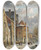 Triptych art skateboard deck of Adrianus Eversen Figures On A Dutch Street Winter by Adrianus Eversen (1818-1897)