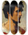 Triptych art skateboard deck of Jeanlon Grme Head Of A Peasant From The Roman Countryside by Jean-Lon Grme (1824-1904)