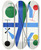 Triptych art skateboard deck of Myriam Thyes Four Spaces With Blue Broken Cross by Myriam Thyes (1963)