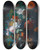 Triptych art skateboard deck of Jan Van Huysum Still Life Of Roses Tulips Peonies And Other Flowers In A Sculpted Stone Vase Together With A Birds Nest On A Stone Pedestal Before A Niche by Jan Van Huysum (1682-1749)