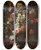 Triptych art skateboard deck of Gaspar Peeter Verbruggen The Younger Bouquet Of Flowers by Gaspar Peeter Verbruggen The Younger (1664-1730)