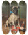 Triptych art skateboard deck of Carl Reichert A Pug With A Japanese Doll by Carl Reichert (1836-1918)