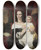 Triptych art skateboard deck of Ferdinand Bol Portrait Of Johanna De Geertrip With Her Daughter Cecilia by Ferdinand Bol (1616-1680)