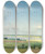 Triptych art skateboard deck of Julius Paulsen Udsigt Over Bakket Landskab Hj Himmel by Julius Paulsen (1860-1940)