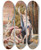 Triptych art skateboard deck of Jeanbaptiste Cariven Diana by Jean-Baptiste Cariven (1843-1904)